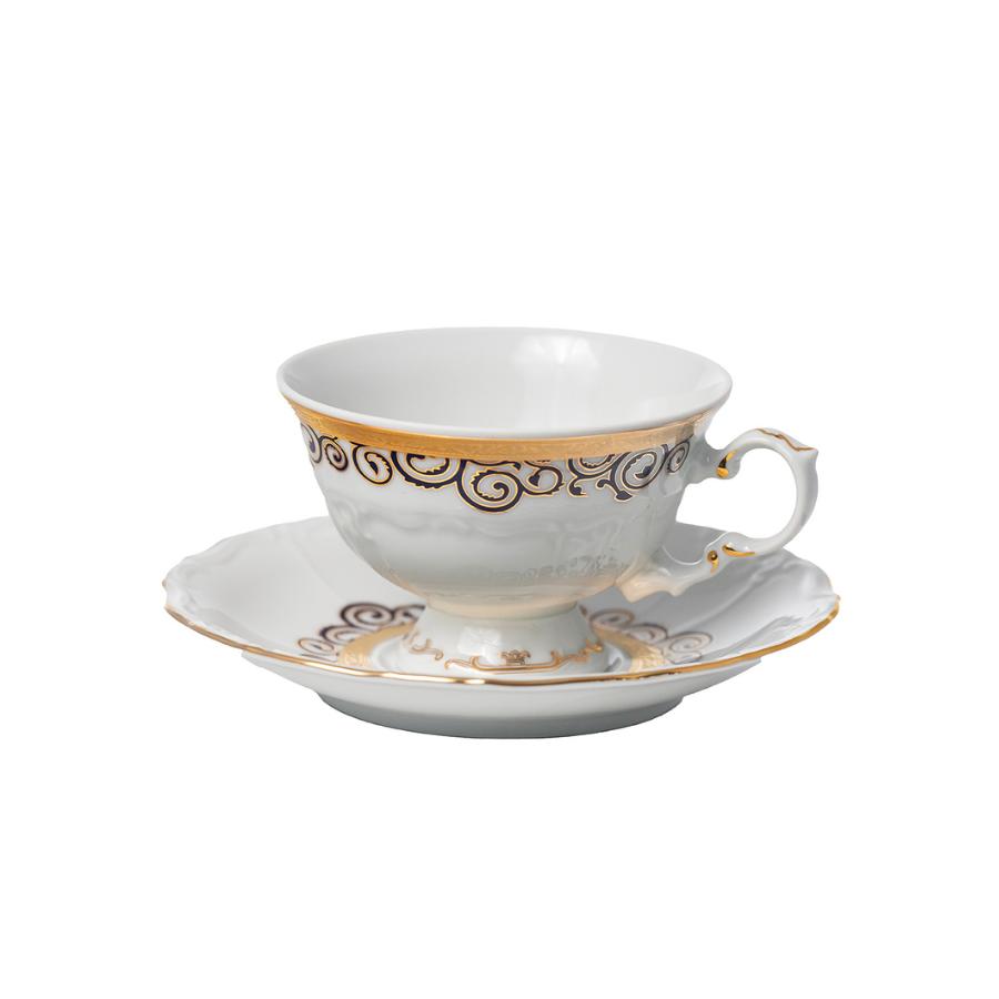 MARIE LOUISE decor Aur - Serviciu de ceai portelan Bohemia 230 ml - 6 persoane (12 piese)
